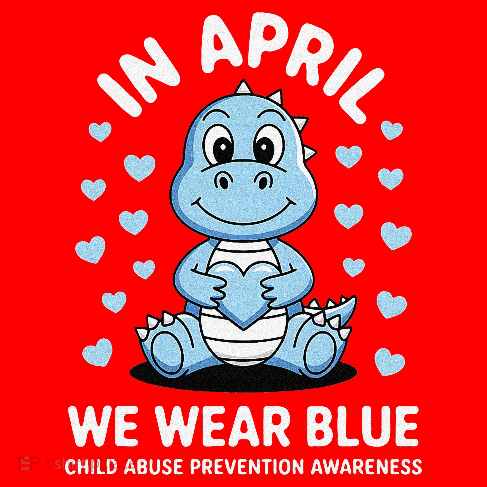 Dino In April We Wear Blue Child Abuse Prevention Awareness Santa Hat