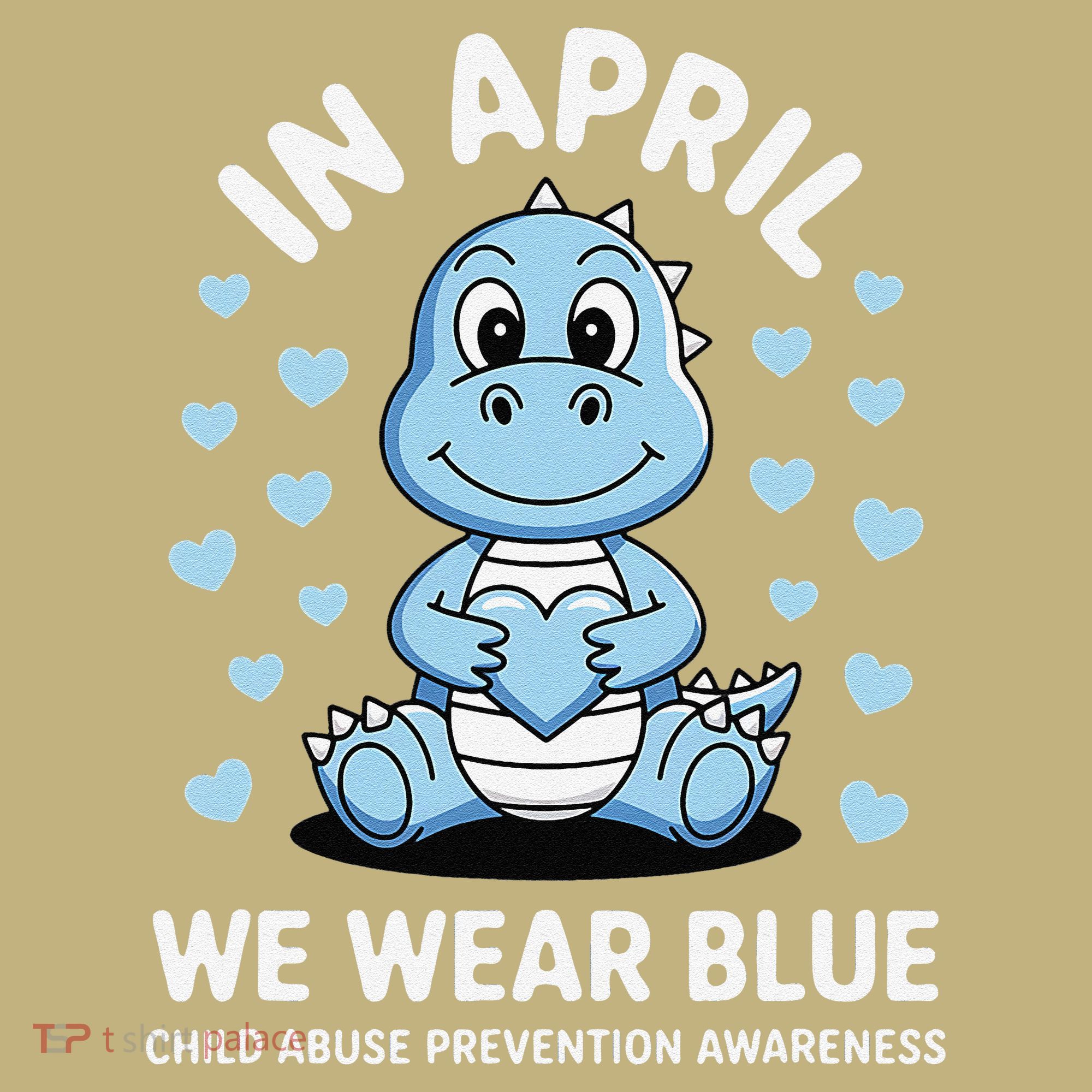 Dino In April We Wear Blue Child Abuse Prevention Awareness Sweatshirt
