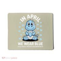 Dino In April We Wear Blue Child Abuse Prevention Awareness Mousepad thumb 0
