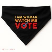 Distressed I Am Woman Watch Me Vote USA-Made Doggie Bandana thumb 0