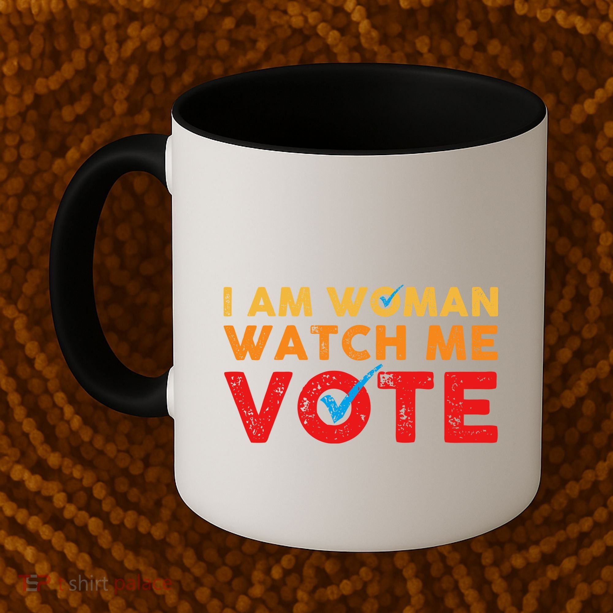 Distressed I Am Woman Watch Me Vote Coffee Mug