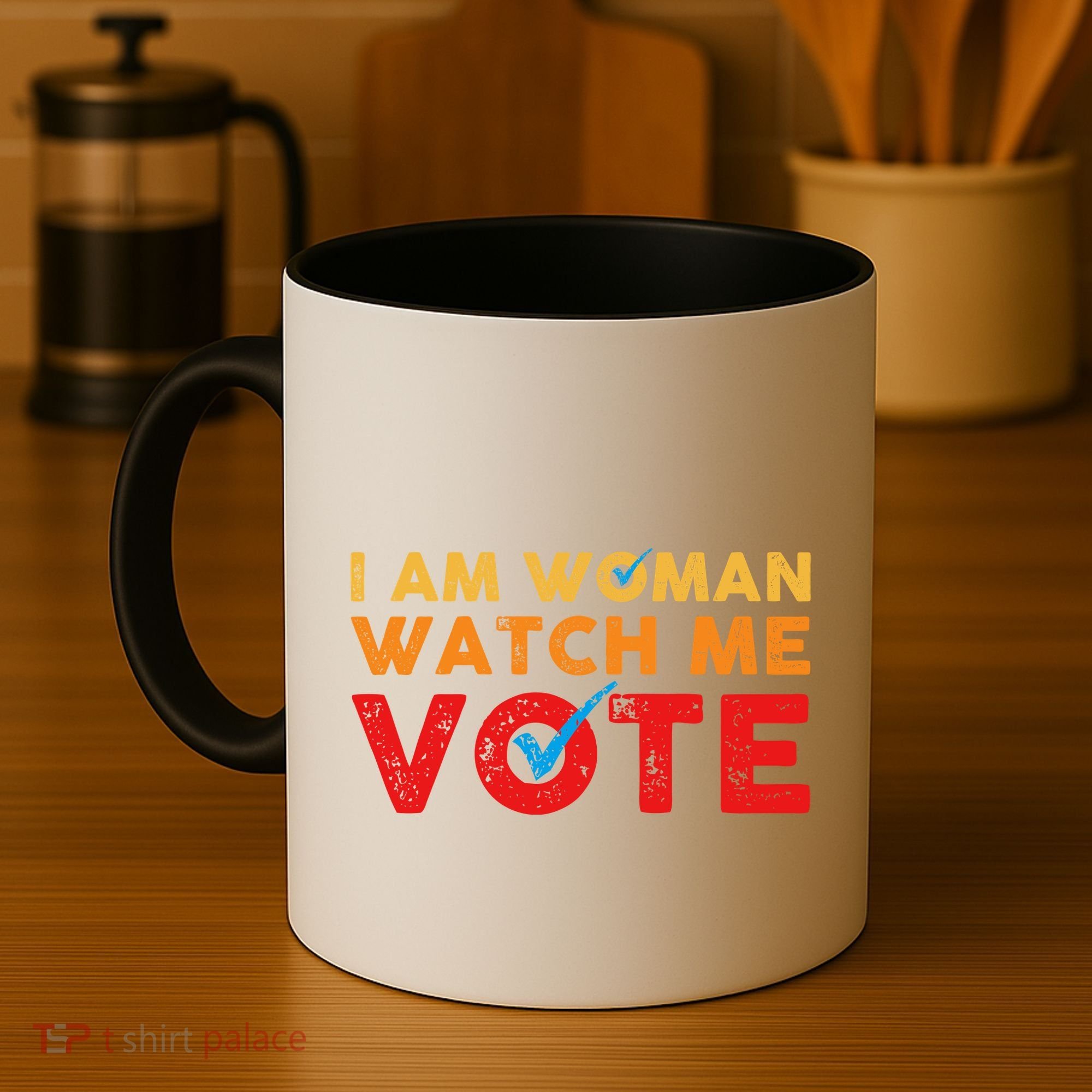 Distressed I Am Woman Watch Me Vote Coffee Mug