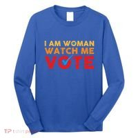 Distressed I Am Woman Watch Me Vote Long Sleeve Shirt thumb 0