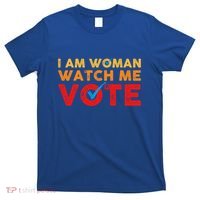 Distressed I Am Woman Watch Me Vote T-Shirt thumb 0