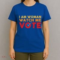 Distressed I Am Woman Watch Me Vote T-Shirt thumb 4