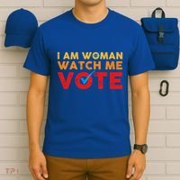 Distressed I Am Woman Watch Me Vote T-Shirt thumb 6