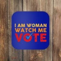 Distressed I Am Woman Watch Me Vote Coaster thumb 0