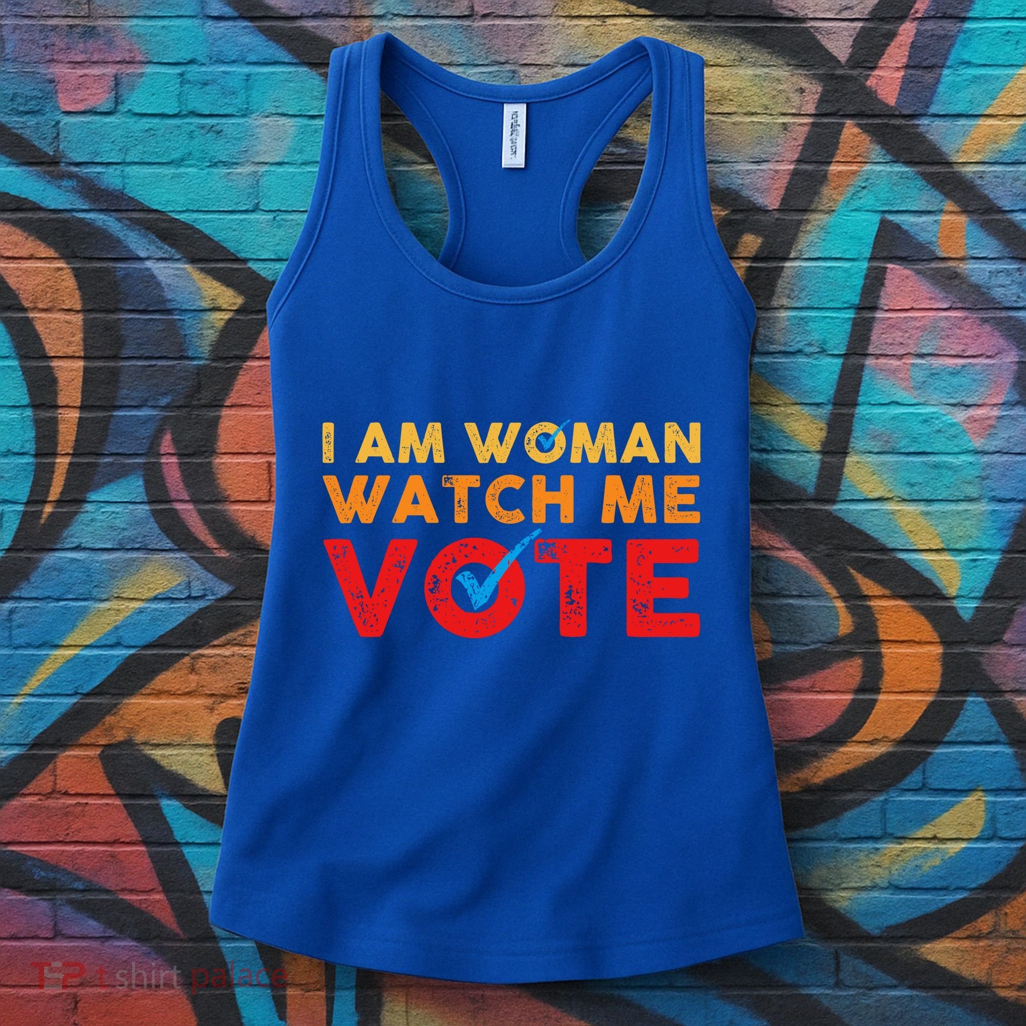 Distressed I Am Woman Watch Me Vote Women's Tank Top