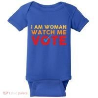 Distressed I Am Woman Watch Me Vote Baby Bodysuit thumb 0