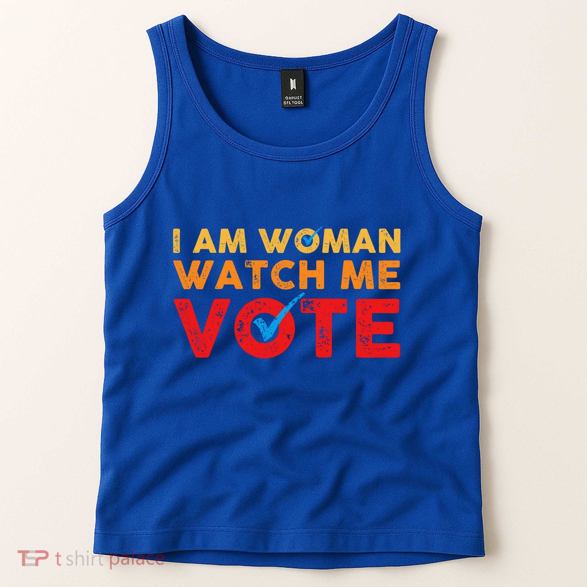 Distressed I Am Woman Watch Me Vote Tank Top