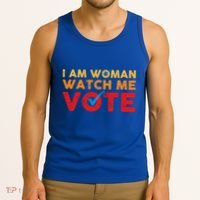 Distressed I Am Woman Watch Me Vote Tank Top thumb 3