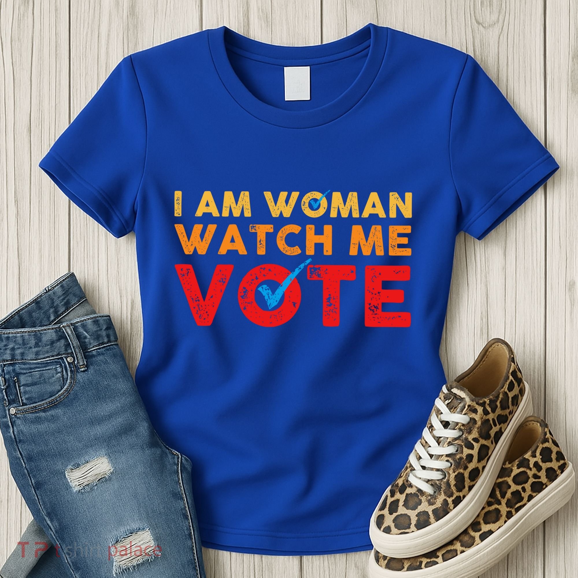 Distressed I Am Woman Watch Me Vote Women's T-Shirt