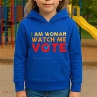 Distressed I Am Woman Watch Me Vote Kids Hoodie thumb 3