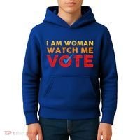 Distressed I Am Woman Watch Me Vote Kids Hoodie thumb 4