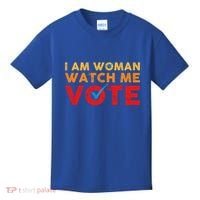 Distressed I Am Woman Watch Me Vote Kids T-Shirt thumb 0