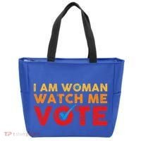Distressed I Am Woman Watch Me Vote Tote Bag thumb 0