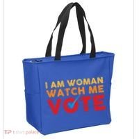 Distressed I Am Woman Watch Me Vote Tote Bag thumb 2