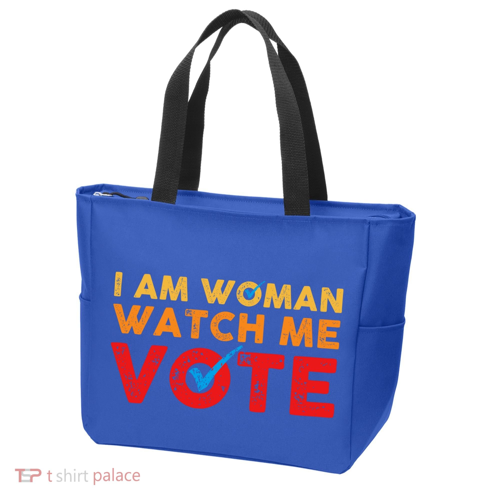 Distressed I Am Woman Watch Me Vote Tote Bag