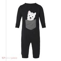 Dog In A Pocket Cute Westie Terrier Lover Puppy Infant Fleece One Piece thumb 0