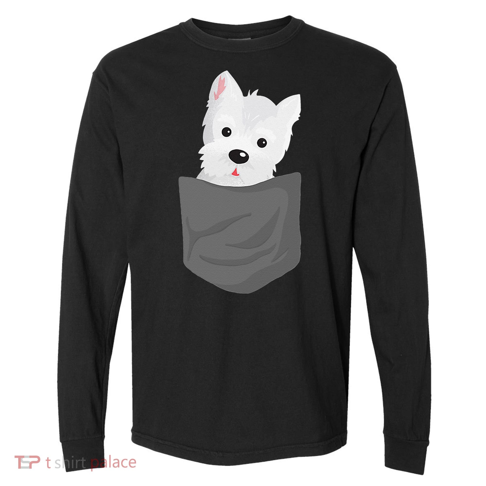 Dog In A Pocket Cute Westie Terrier Lover Puppy Comfort Colors Heavyweight Long Sleeve T-Shirt