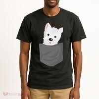 Dog In A Pocket Cute Westie Terrier Lover Puppy Tall T-Shirt thumb 2