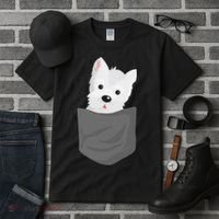 Dog In A Pocket Cute Westie Terrier Lover Puppy Tall T-Shirt thumb 3