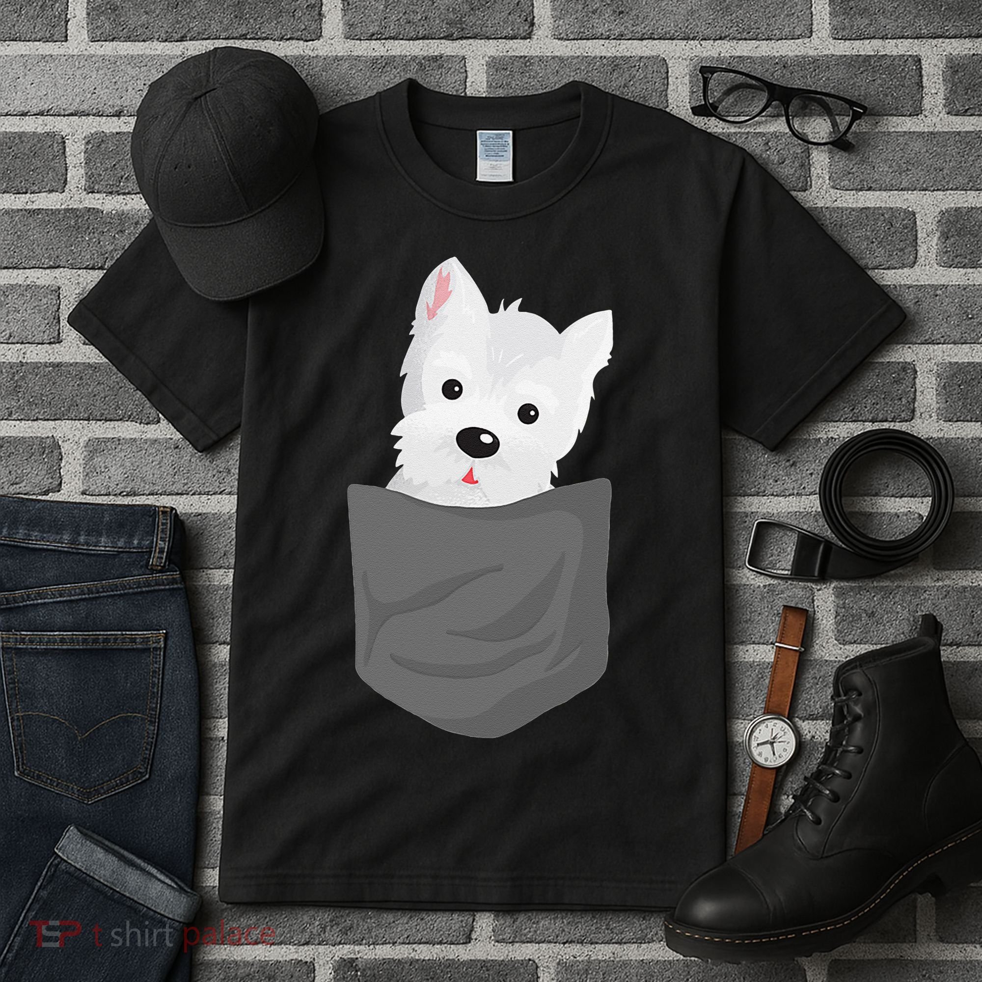 Dog In A Pocket Cute Westie Terrier Lover Puppy Tall T-Shirt