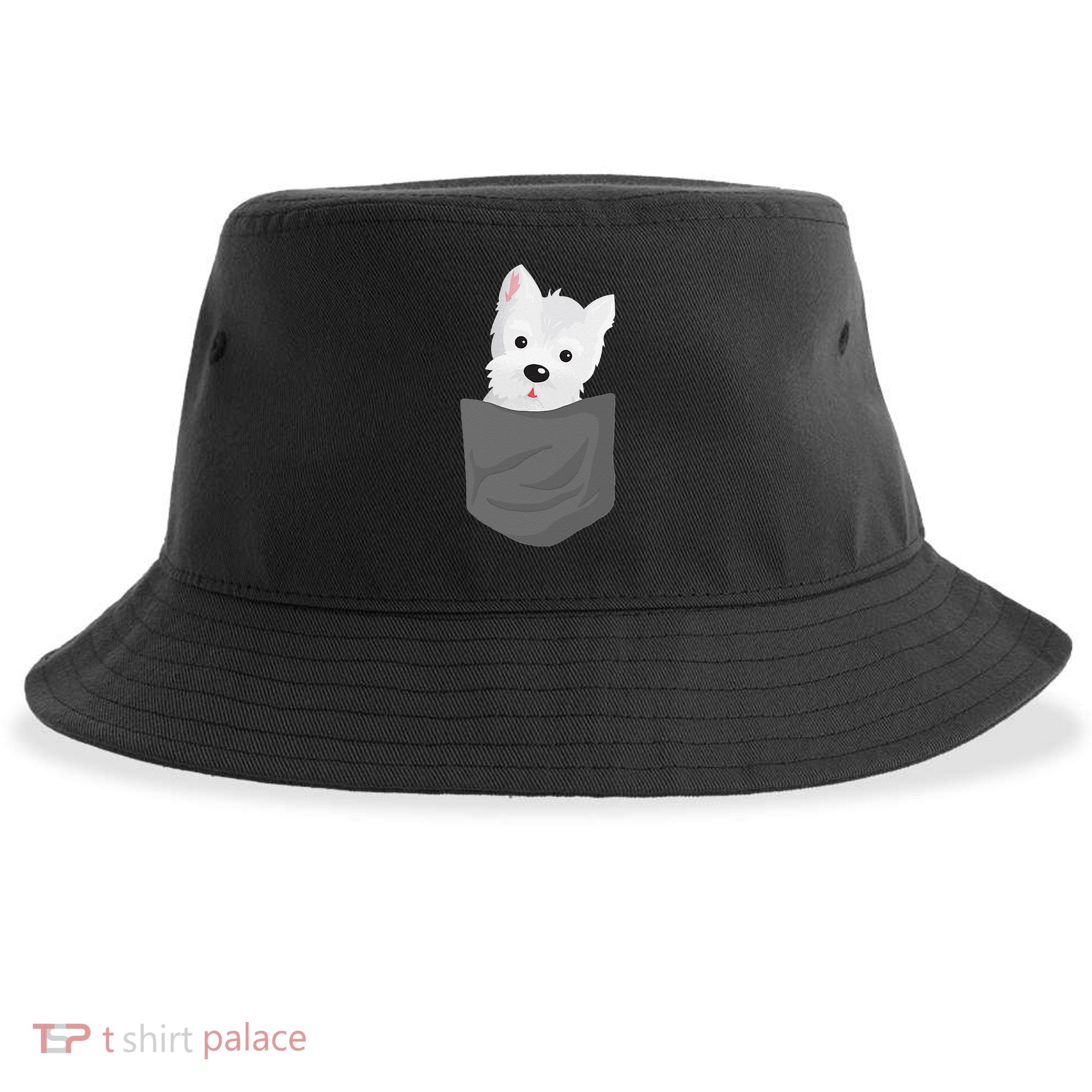 Dog In A Pocket Cute Westie Terrier Lover Puppy Sustainable Bucket Hat