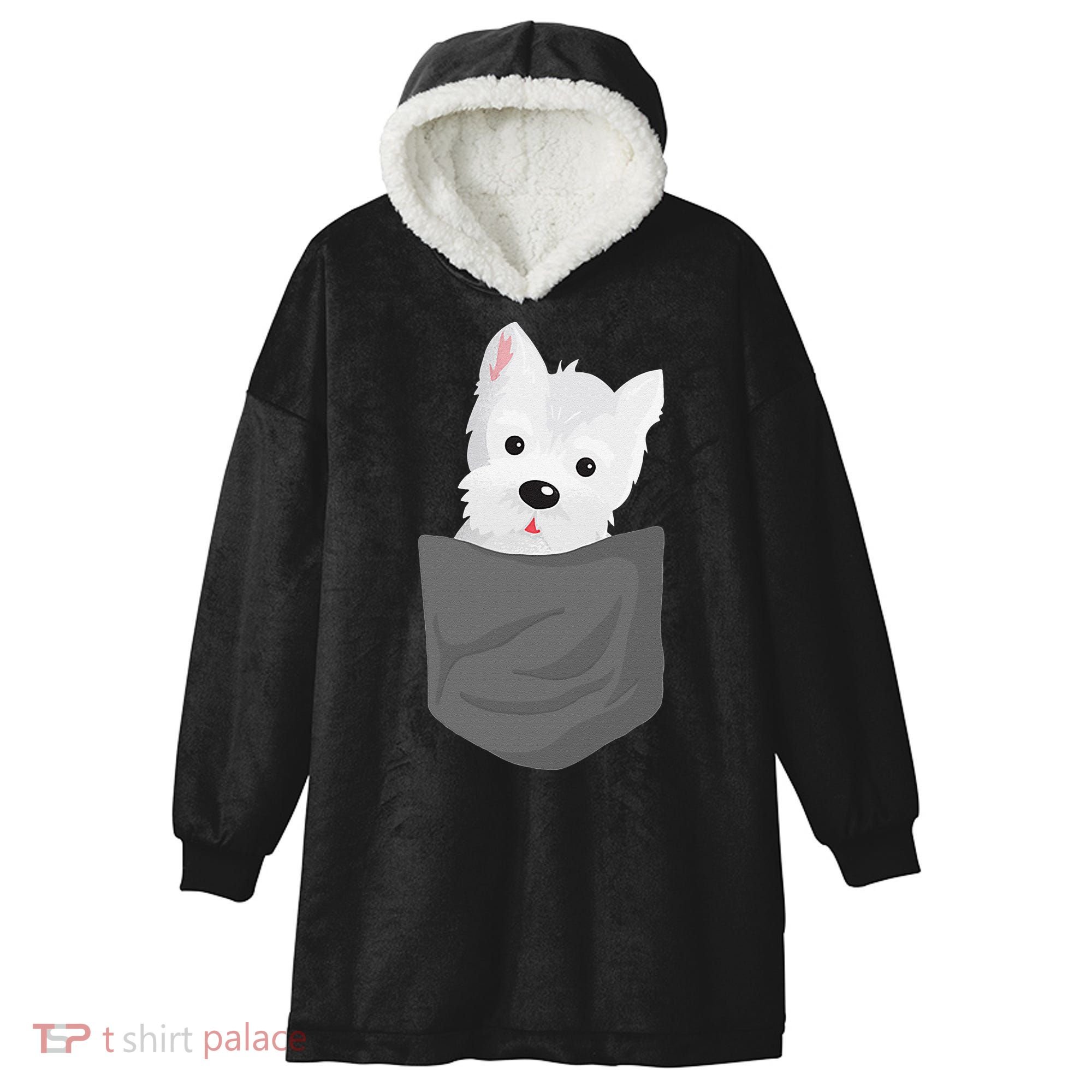 Dog In A Pocket Cute Westie Terrier Lover Puppy Hooded Wearable Blanket