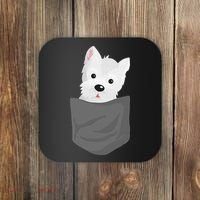 Dog In A Pocket Cute Westie Terrier Lover Puppy Coaster thumb 0