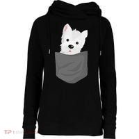 Dog In A Pocket Cute Westie Terrier Lover Puppy Womens Funnel Neck Pullover Hood thumb 0