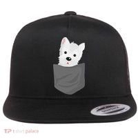 Dog In A Pocket Cute Westie Terrier Lover Puppy Flat Bill Trucker Hat thumb 0