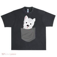Dog In A Pocket Cute Westie Terrier Lover Puppy Urban Oversized Heavyweight T-Shirt thumb 0