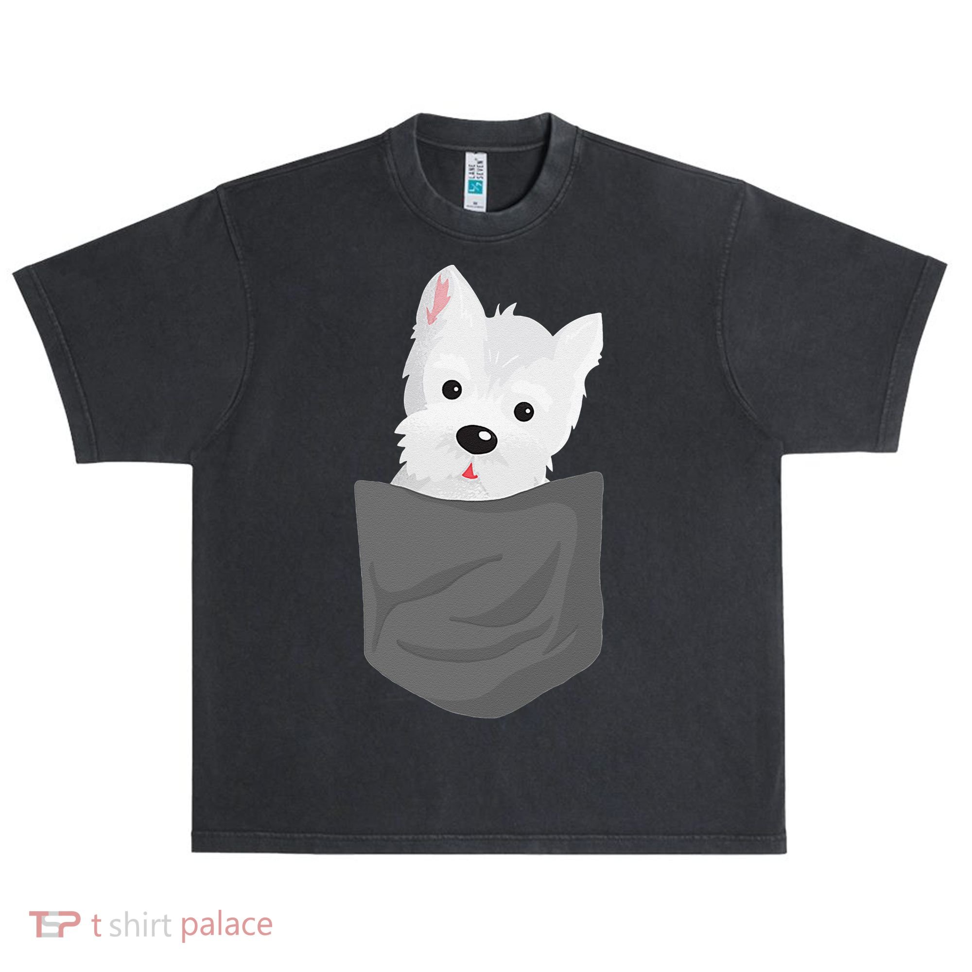 Dog In A Pocket Cute Westie Terrier Lover Puppy Urban Oversized Heavyweight T-Shirt
