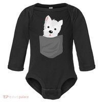 Dog In A Pocket Cute Westie Terrier Lover Puppy Baby Long Sleeve Bodysuit thumb 0