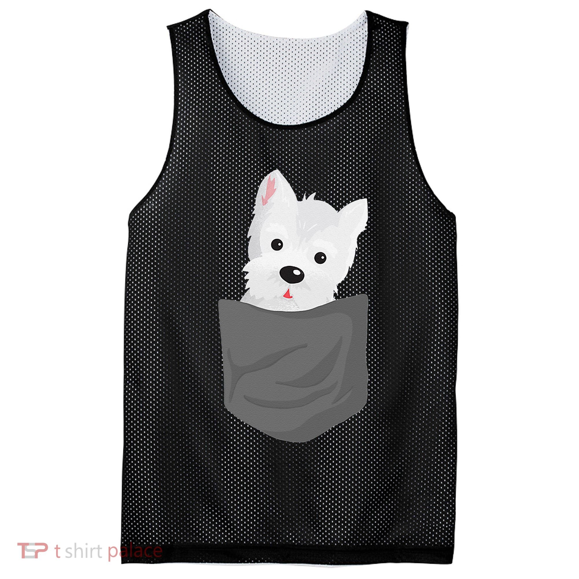 Dog In A Pocket Cute Westie Terrier Lover Puppy Mesh Reversible Basketball Jersey Tank