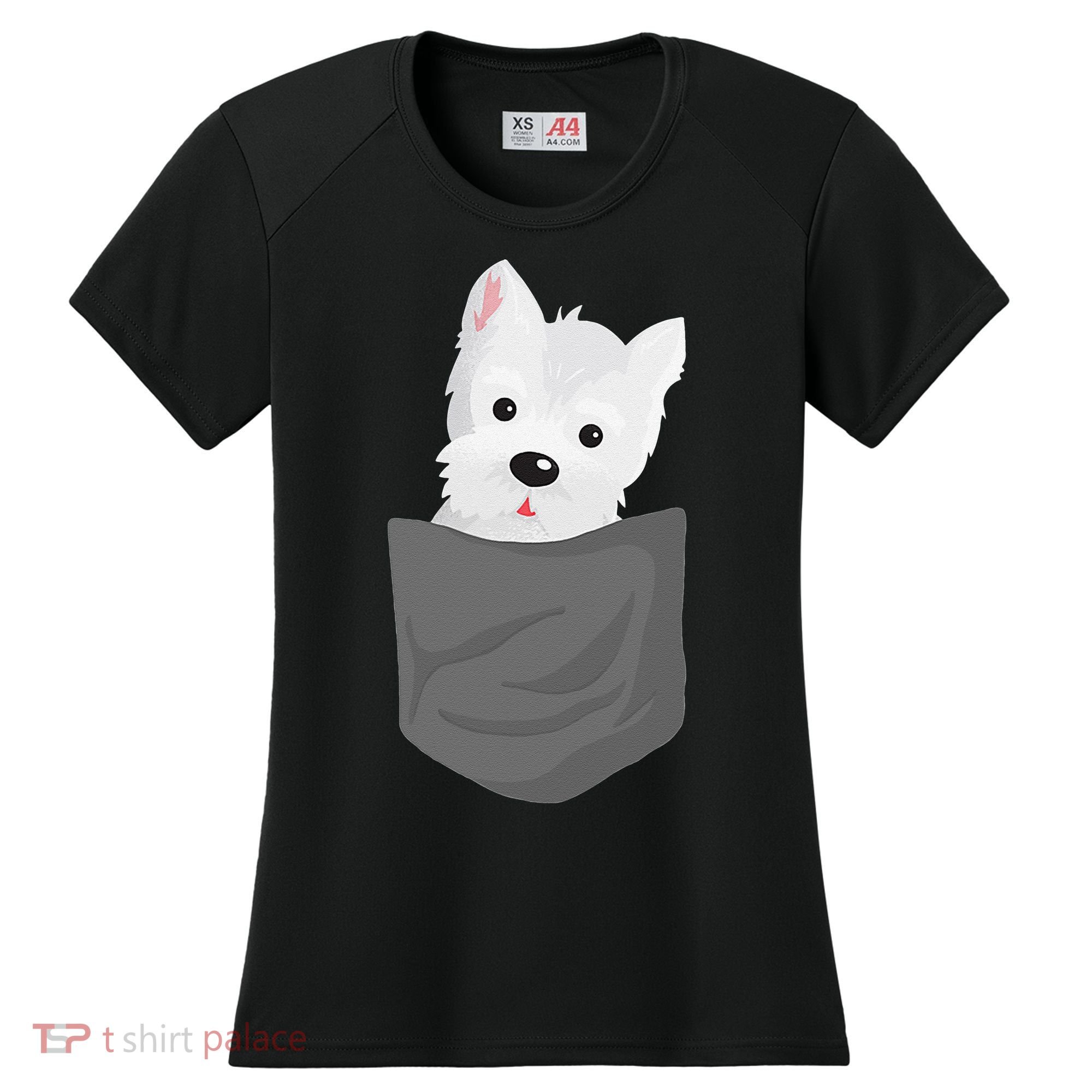 Dog In A Pocket Cute Westie Terrier Lover Puppy Women's Cooling Performance Crew T-Shirt