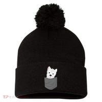 Dog In A Pocket Cute Westie Terrier Lover Puppy Pom Pom 12in Knit Beanie thumb 0