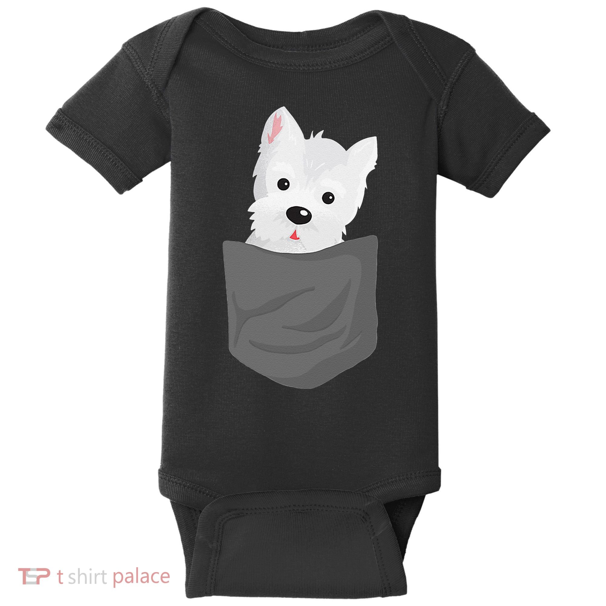 Dog In A Pocket Cute Westie Terrier Lover Puppy Baby Bodysuit