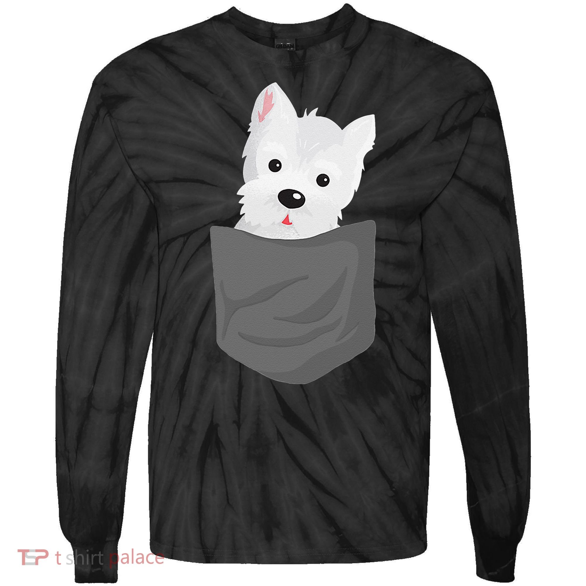 Dog In A Pocket Cute Westie Terrier Lover Puppy Tie-Dye Long Sleeve Shirt