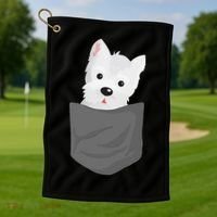 Dog In A Pocket Cute Westie Terrier Lover Puppy Golf Towel thumb 1