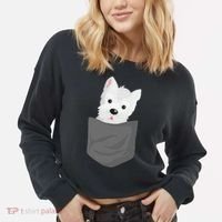 Dog In A Pocket Cute Westie Terrier Lover Puppy Cropped Pullover Crew thumb 2