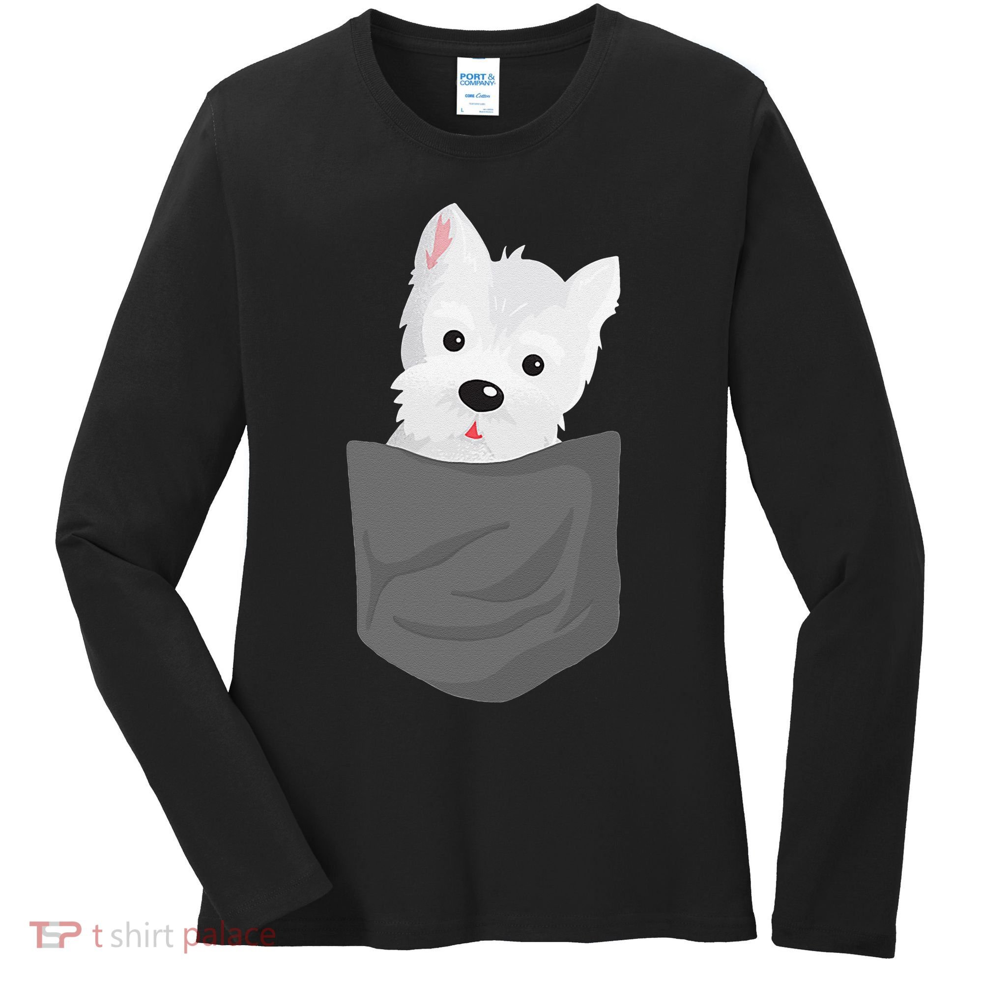 Dog In A Pocket Cute Westie Terrier Lover Puppy Women's Long Sleeve Shirt