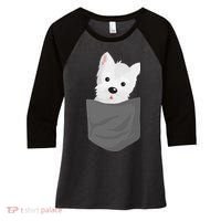 Dog In A Pocket Cute Westie Terrier Lover Puppy Women's Tri-Blend 3/4-Sleeve Raglan Shirt thumb 0