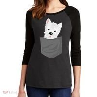 Dog In A Pocket Cute Westie Terrier Lover Puppy Women's Tri-Blend 3/4-Sleeve Raglan Shirt thumb 2