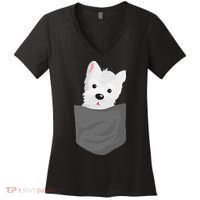 Dog In A Pocket Cute Westie Terrier Lover Puppy Women's V-Neck T-Shirt thumb 0