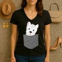 Dog In A Pocket Cute Westie Terrier Lover Puppy Women's V-Neck T-Shirt thumb 3