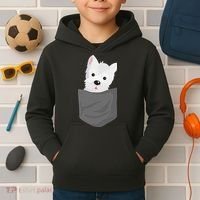Dog In A Pocket Cute Westie Terrier Lover Puppy Kids Hoodie thumb 2