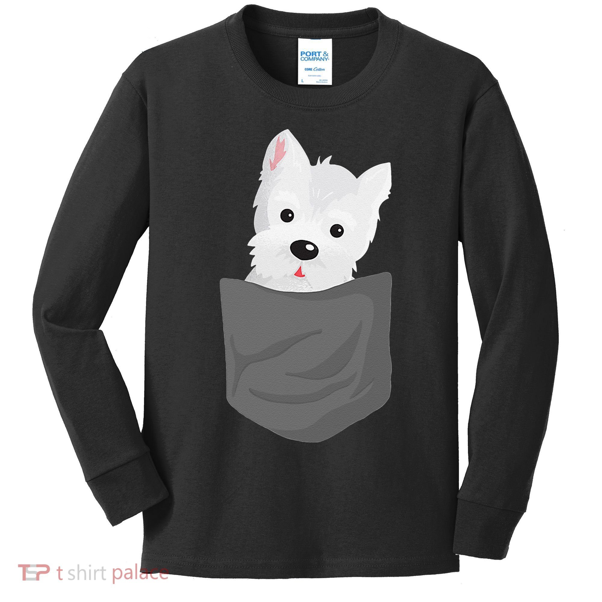Dog In A Pocket Cute Westie Terrier Lover Puppy Kids Long Sleeve Shirt