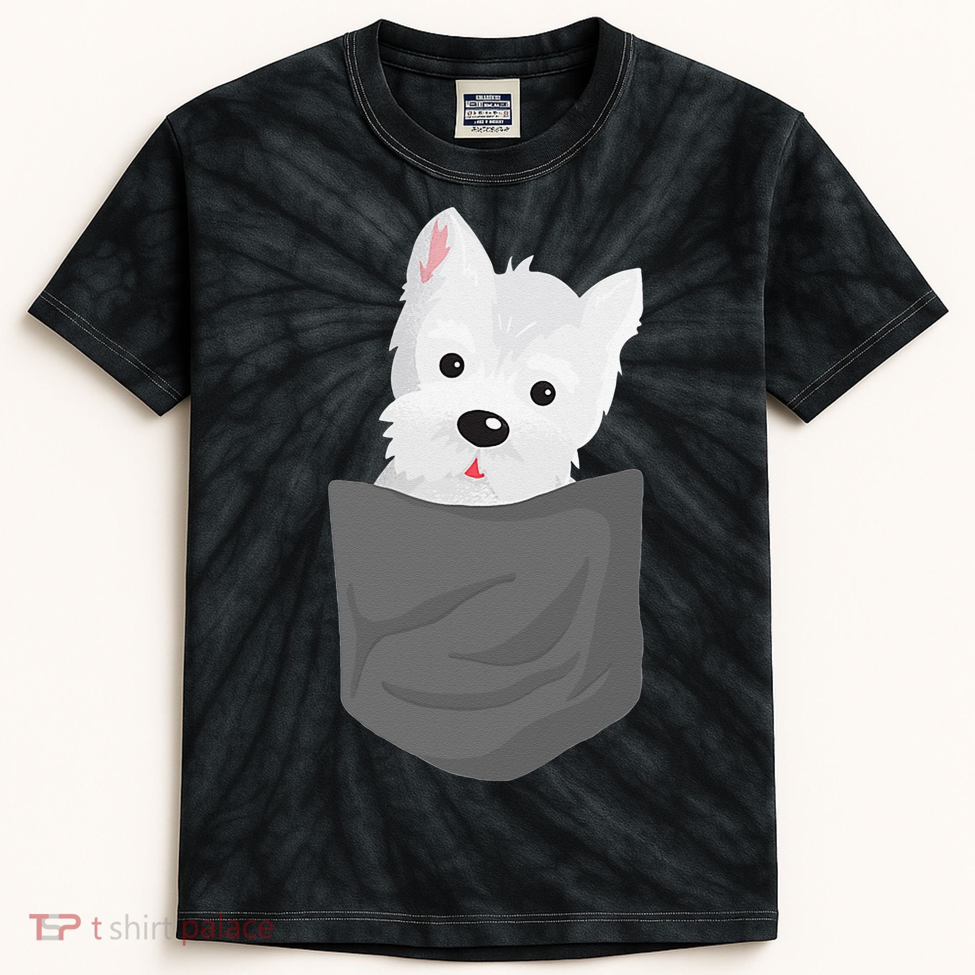 Dog In A Pocket Cute Westie Terrier Lover Puppy Kids Tie-Dye T-Shirt
